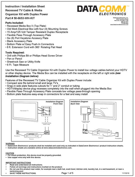 datacomm organizer 3-gang electrical box|Instruction / Installation Sheet DataComm Electronics 50 .